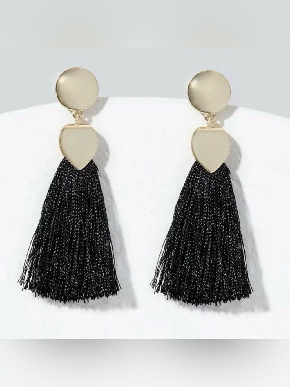 Ann Taylor LOFT Black Stud Tasseled Earrings